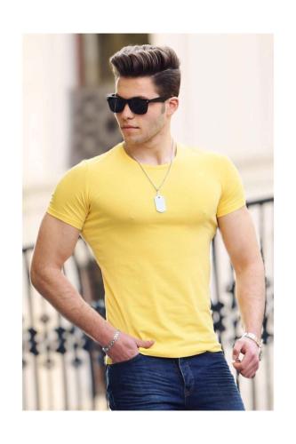 Madmext Crew Neck Yellow Men's T-Shirt 4552