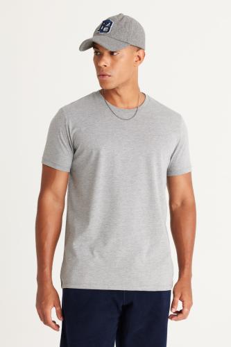 AC&Co / Altınyıldız Classics Men's Dark Gray Cotton Slim Fit Slim Fit Crewneck Short Sleeved T-Shirt.