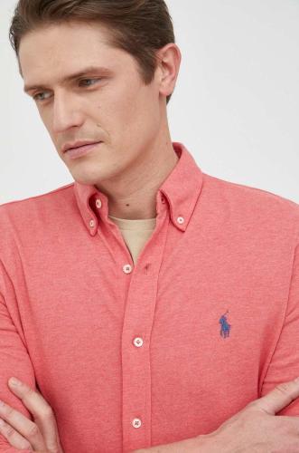 Βαμβακερό πουκάμισο Polo Ralph Lauren ανδρικό, χρώμα: κόκκινο,