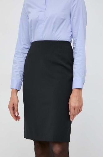 Μάλλινη φούστα BOSS χρώμα: μαύρο