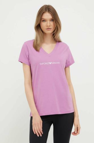 Βαμβακερό t-shirt Emporio Armani Underwear χρώμα: μοβ