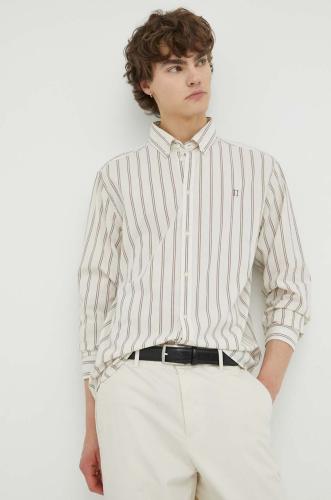 Βαμβακερό πουκάμισο Les Deux Kristian Stripe ανδρικό, χρώμα: μπεζ