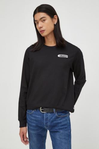 Βαμβακερή μπλούζα με μακριά μανίκια G-Star Raw χρώμα: μαύρο