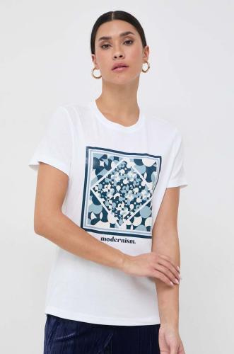 Βαμβακερό μπλουζάκι Marella γυναικεία, χρώμα: άσπρο