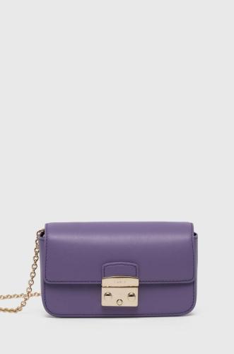 Δερμάτινη τσάντα Furla χρώμα: μοβ