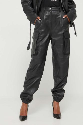 Δερμάτινο παντελόνι Moschino Jeans χρώμα: μαύρο