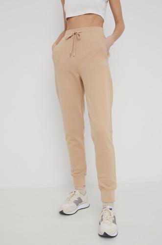 Βαμβακερό παντελόνι Woolrich γυναικεία, χρώμα: μπεζ