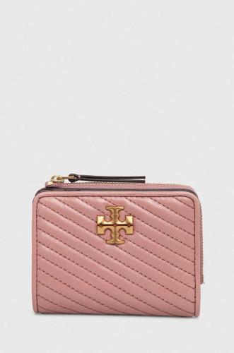 Δερμάτινο πορτοφόλι Tory Burch γυναικεία, χρώμα: ροζ