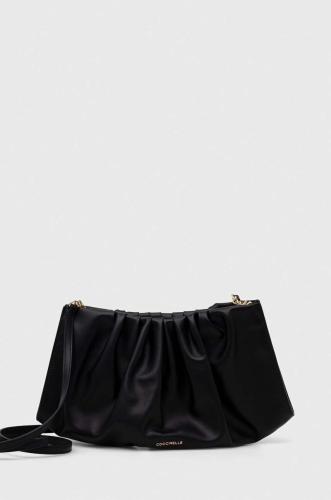 Δερμάτινη τσάντα ώμου Coccinelle χρώμα: μαύρο