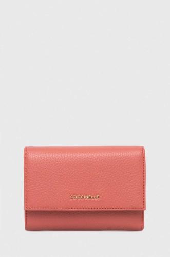 Δερμάτινο πορτοφόλι Coccinelle γυναικεία, χρώμα: κόκκινο