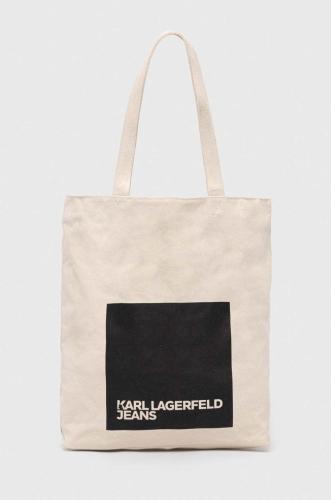 Βαμβακερή τσάντα Karl Lagerfeld Jeans χρώμα: μπεζ