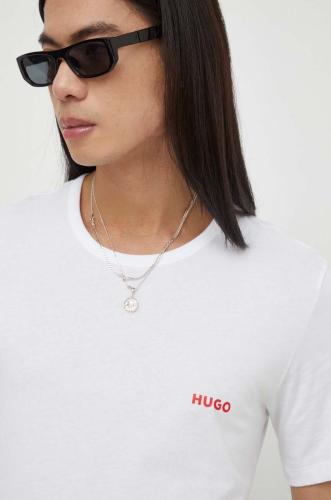 Βαμβακερό μπλουζάκι HUGO 3-pack ανδρικά, χρώμα: άσπρο