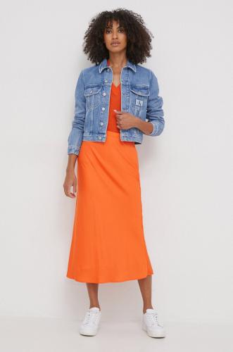 Φούστα Calvin Klein χρώμα: πορτοκαλί