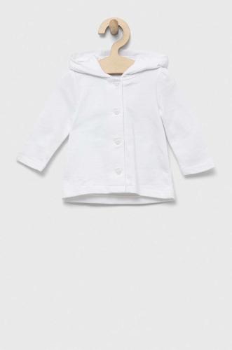 Βαμβακερή μπλούζα μωρού OVS χρώμα: άσπρο, με κουκούλα