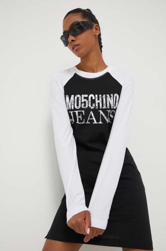 Βαμβακερό φόρεμα Moschino Jeans χρώμα: άσπρο