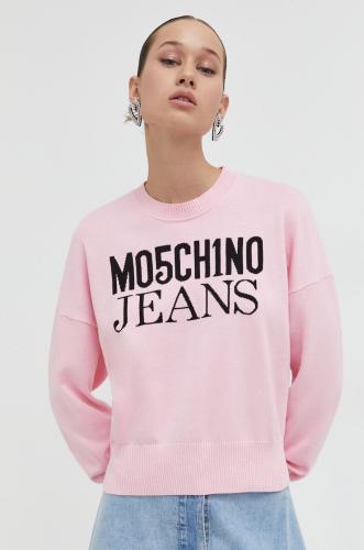 Βαμβακερό πουλόβερ Moschino Jeans χρώμα: ροζ