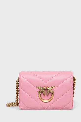 Δερμάτινη τσάντα Pinko χρώμα: ροζ