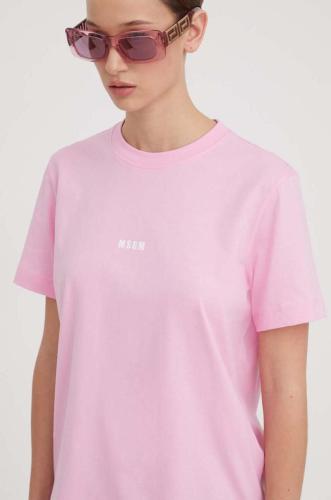 Βαμβακερό μπλουζάκι MSGM γυναικεία, χρώμα: ροζ