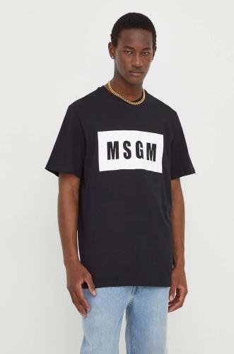 Βαμβακερό μπλουζάκι MSGM ανδρικά, χρώμα: μαύρο