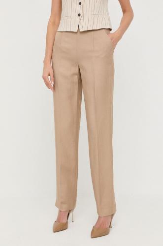 Παντελόνι με λινό μείγμα Luisa Spagnoli χρώμα: μπεζ