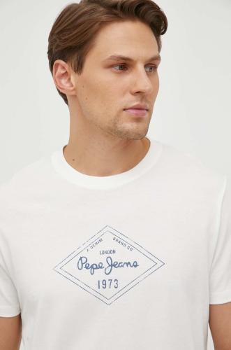 Βαμβακερό μπλουζάκι Pepe Jeans Wasley ανδρικό, χρώμα: μπεζ