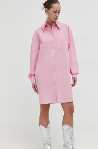 Βαμβακερό φόρεμα Moschino Jeans χρώμα: ροζ