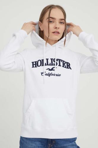 Μπλούζα Hollister Co. χρώμα: άσπρο, με κουκούλα