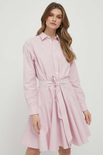 Βαμβακερό φόρεμα Polo Ralph Lauren χρώμα: ροζ