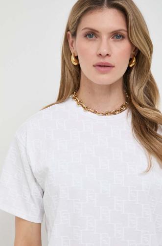 Βαμβακερό μπλουζάκι Elisabetta Franchi γυναικεία, χρώμα: άσπρο