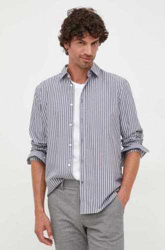 Βαμβακερό πουκάμισο Sisley ανδρικό, χρώμα: γκρι