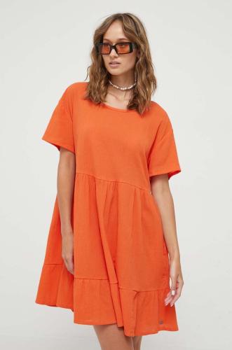 Βαμβακερό φόρεμα Roxy χρώμα: πορτοκαλί