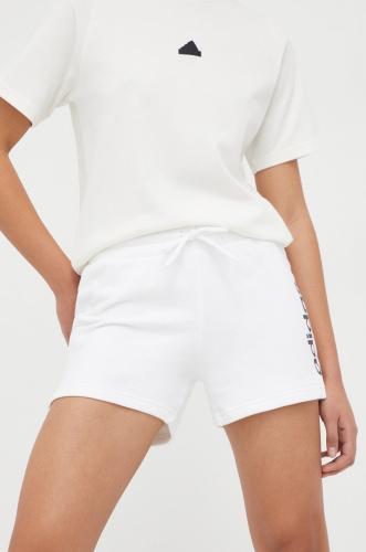 Βαμβακερό σορτσάκι adidas χρώμα: άσπρο