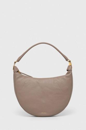 Δερμάτινη τσάντα Coccinelle χρώμα: μπεζ