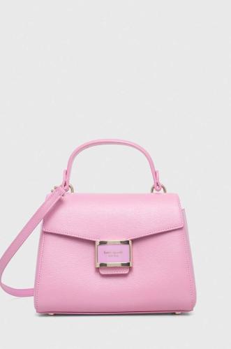 Δερμάτινη τσάντα Kate Spade χρώμα: ροζ