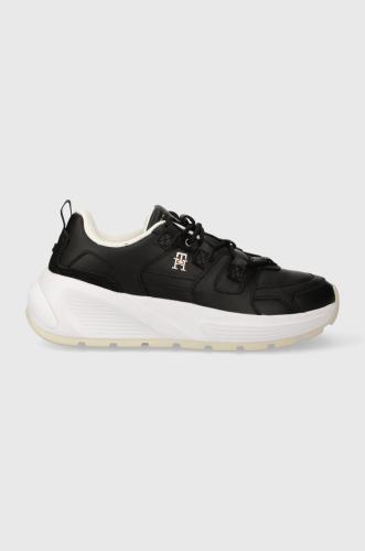 Δερμάτινα αθλητικά παπούτσια Tommy Hilfiger TH PREMIUM RUNNER LTHR χρώμα: μαύρο, FW0FW07340