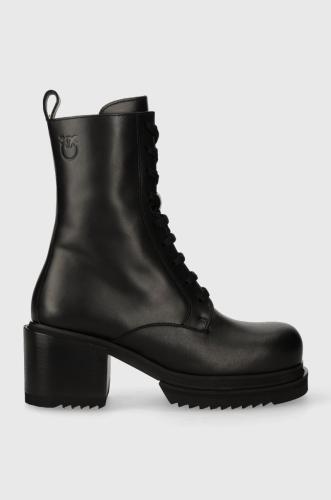 Δερμάτινες μπότες Pinko Honneger γυναικείες, χρώμα: μαύρο, 102330 A0NY Z99