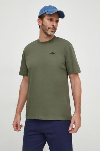 Βαμβακερό μπλουζάκι Aeronautica Militare ανδρικά, χρώμα: πράσινο