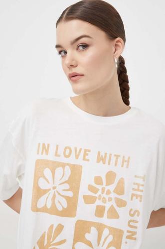 Βαμβακερό μπλουζάκι Billabong γυναικεία, χρώμα: άσπρο