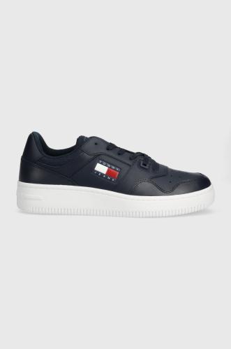 Δερμάτινα αθλητικά παπούτσια Tommy Jeans TJM RETRO BASKET ESS χρώμα: μαύρο, EM0EM01395