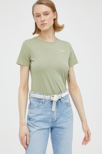 Βαμβακερό μπλουζάκι Wrangler χρώμα: πράσινο