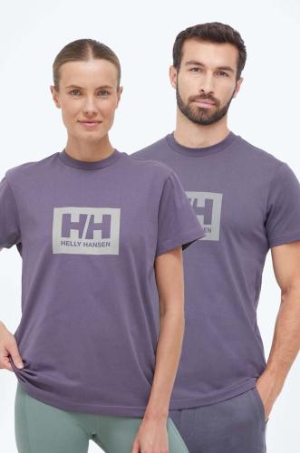Βαμβακερό μπλουζάκι Helly Hansen χρώμα: μοβ