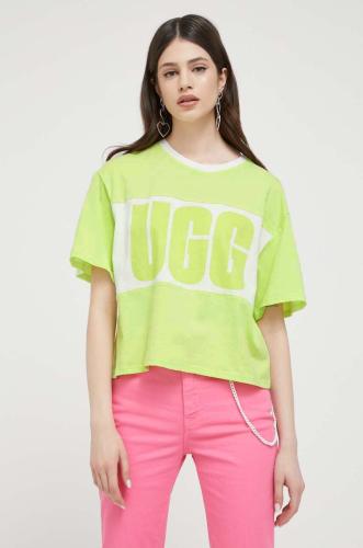 Βαμβακερό μπλουζάκι UGG χρώμα: πράσινο