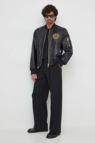 Δερμάτινο μπουφάν Versace Jeans Couture ανδρικό, χρώμα: μαύρο