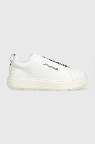 Δερμάτινα αθλητικά παπούτσια Love Moschino χρώμα: άσπρο, JA15824G0GIA0100