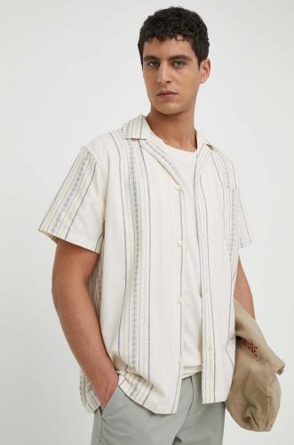 Βαμβακερό πουκάμισο Les Deux ανδρικό, χρώμα: μπεζ