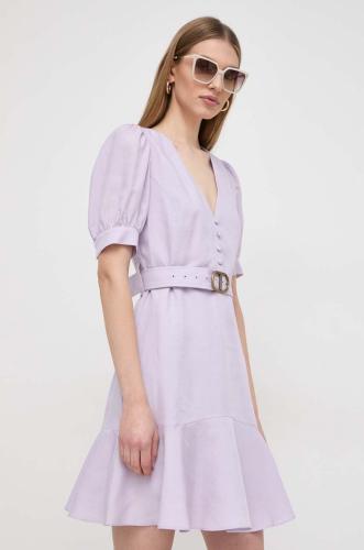 Φόρεμα από λινό μείγμα Twinset χρώμα: μοβ