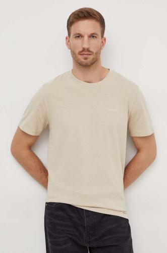 Βαμβακερό μπλουζάκι Pepe Jeans Connor ανδρικό, χρώμα: μπεζ