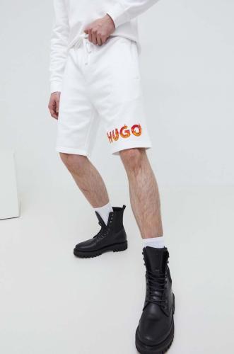 Βαμβακερό σορτσάκι HUGO χρώμα: άσπρο