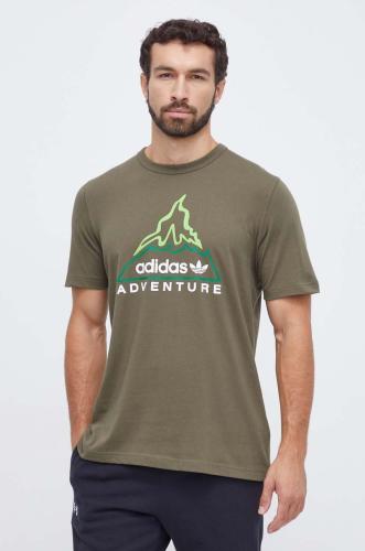 Βαμβακερό μπλουζάκι adidas Originals ανδρικά, χρώμα: καφέ