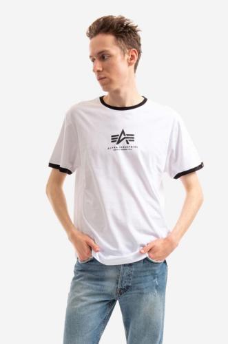 Βαμβακερό μπλουζάκι Alpha Industries Tee Contrast χρώμα: άσπρο